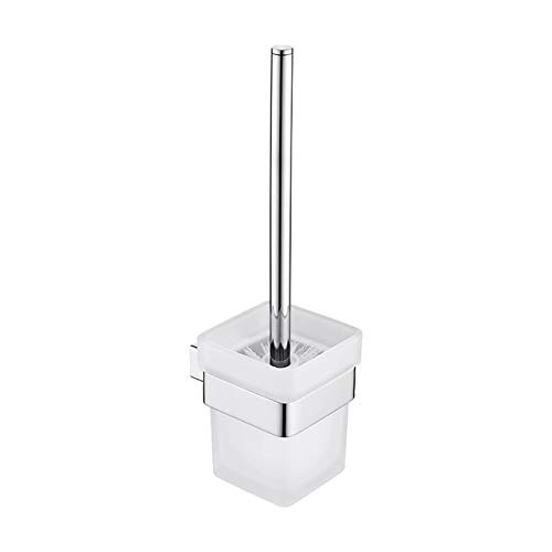 Modern Square Toilet Brush with Holder - Glass Wall Mounted Bathroom Cleaning Tool for Contemporary Style | Polished Stainless Steel Design | Ideal for Home, Hotel, and Office Restrooms