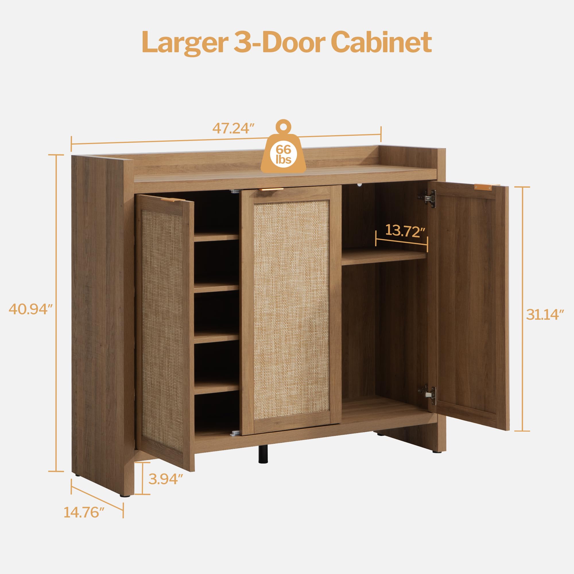 SICOTAS 6-Tier Rattan Shoe Storage Cabinet - Holds 30 Pairs, 41