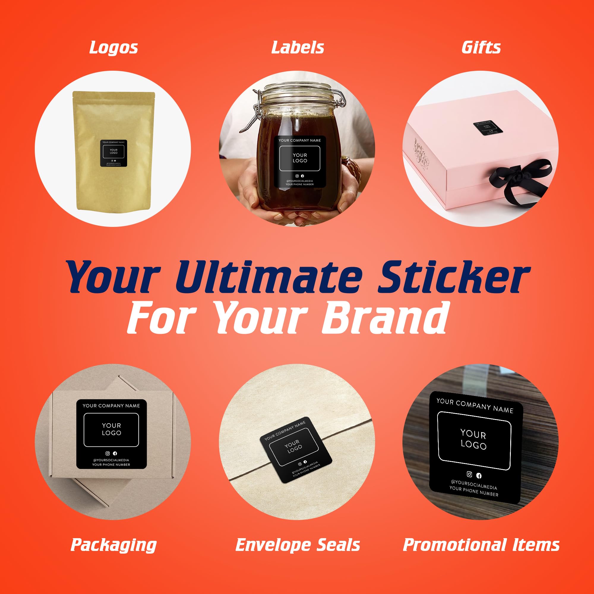 Custom Rectangle Vinyl Stickers - 100 Pack Waterproof Labels for Small Business Branding, Personalized Logo Stickers for Handmade Products, Packaging, Bottles, Jars & Cans - Perfect for DIY Crafts, Product Labeling & Small Business Branding