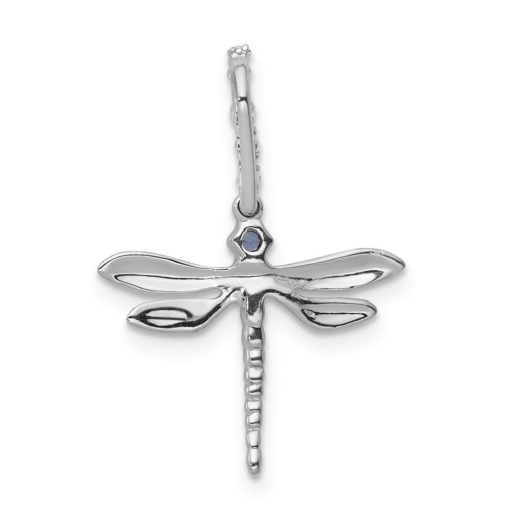14K White Gold Blue & White Diamond Dragonfly Pendant Necklace - Elegant Jewelry Gift for Women, Perfect for Anniversaries, Birthdays & Special Occasions