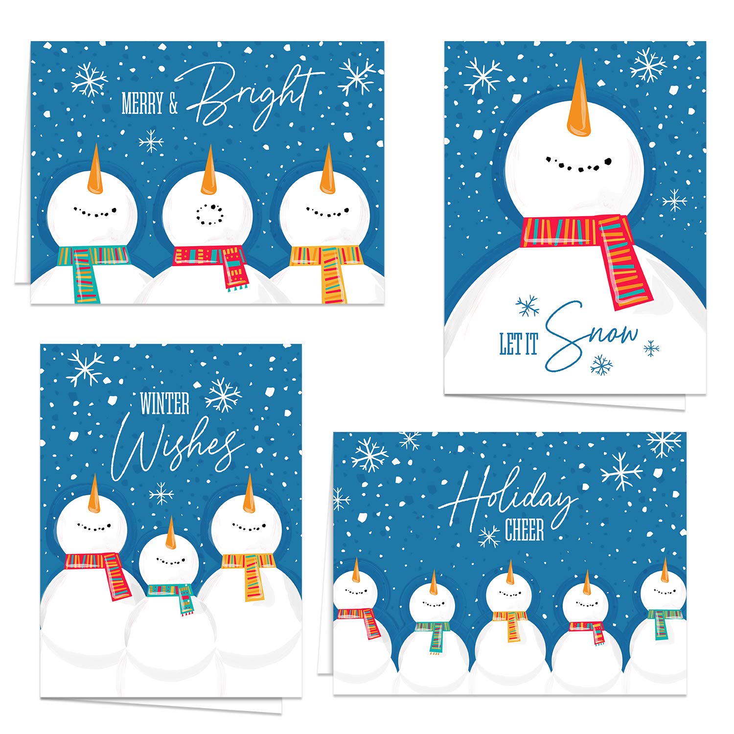 Festive Snowman Holiday Card Pack - 24 Winter Greeting Cards with White Envelopes (4.625
