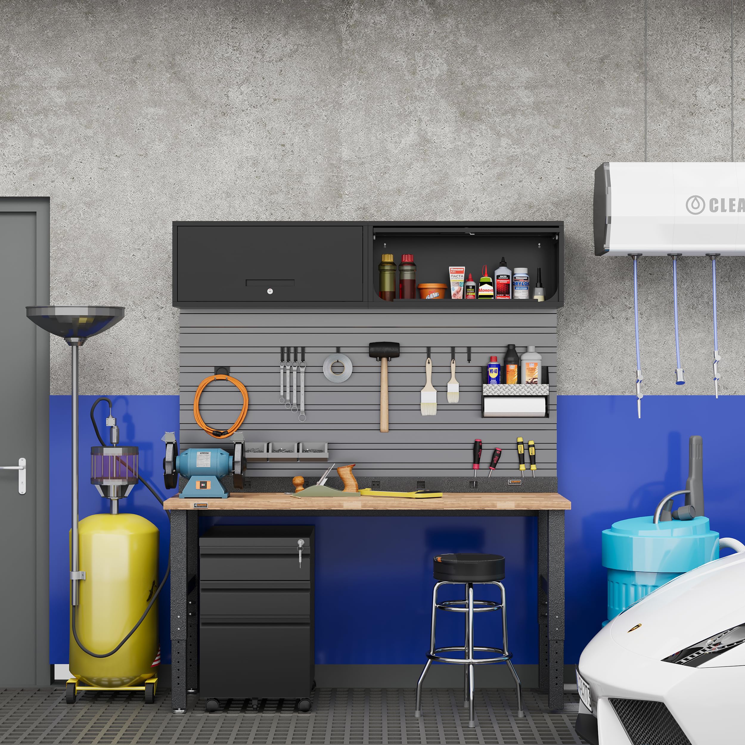 Black Metal Wall Mounted Storage Cabinet with Locking Door - Heavy Duty Garage, Warehouse & Home Office Storage Solution - Easy Assembly - Perfect for Tools, Supplies & Organization