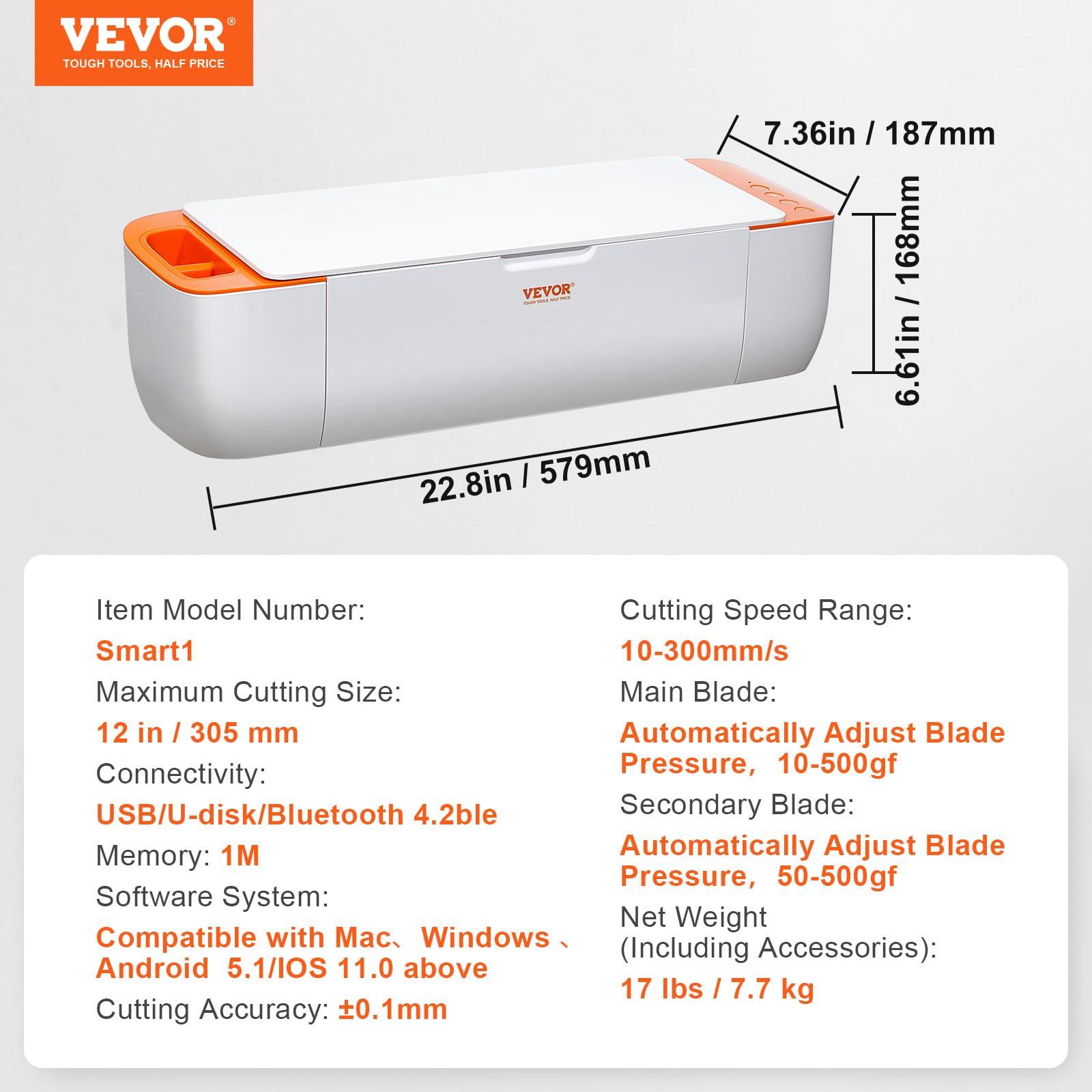 VEVOR Bluetooth Vinyl Cutter Machine - Compatible with iOS, Mac, Android & Windows - DIY Cutting Plotter with Massive Design Templates - Perfect for Custom Cards, Home Decor, Sign Making & Craft Projects