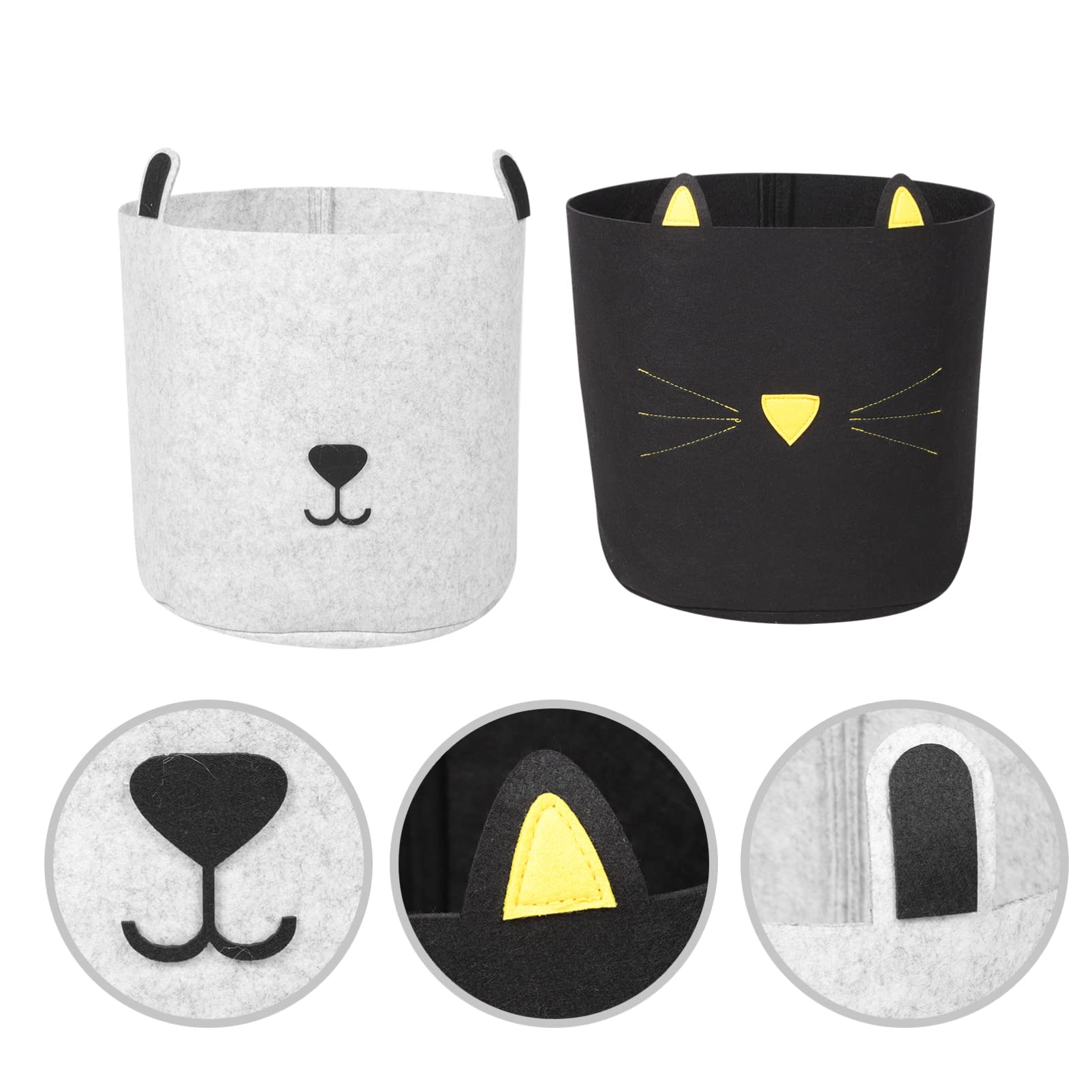 POPETPOP 2-Pack Felt Storage Baskets - Laundry Hamper & Toy Organizer for Clothes, Toys, Dog Supplies | Foldable Fabric Box for Nursery, Closet, Playroom & Bedroom Organization