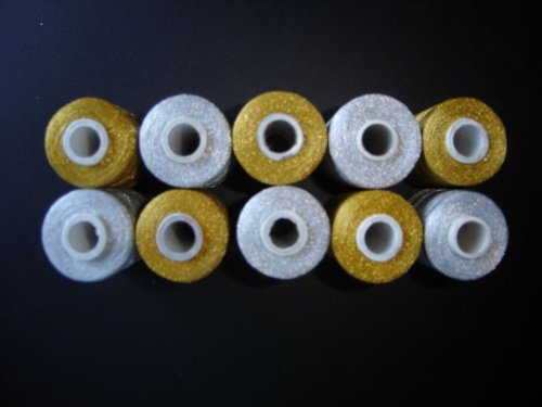 Metallic Golden Silver Rayon Embroidery Thread for Sewing, Quilting, and DIY Crafts - High-Quality Shiny Thread for Hand & Machine Embroidery