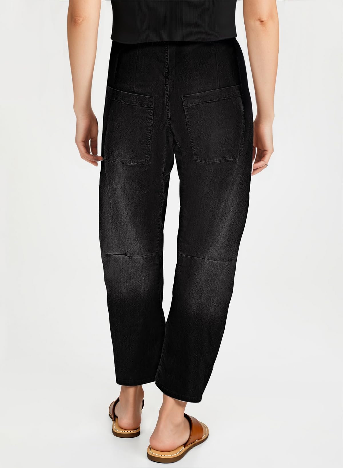 EVALESS Women's High Waisted Baggy Barrel Jeans - Wide Leg Boyfriend Denim Ankle Pants for Casual Outfits, Streetwear & Everyday Comfort