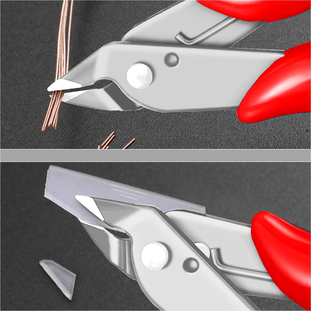 MONVICT 5 Inch Micro Wire Cutters - Ultra Sharp Flush Cutters with Spring for Precision Cutting | Perfect for 3D Printing, Electronics, Jewelry Making & DIY Crafts | Small Side Cutting Pliers for Wires, Beads & Electrical Work