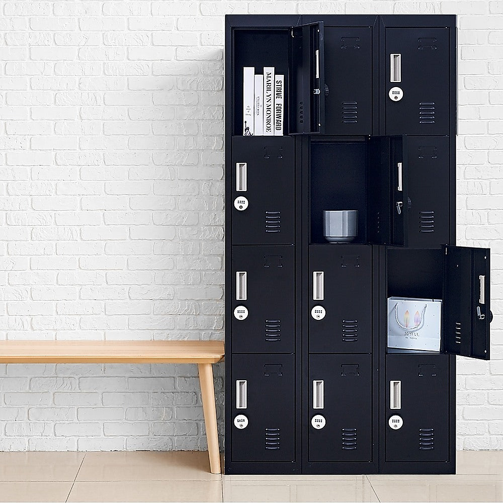12-Door Locker with 4-Digit Combination Lock - Secure Storage for Office, Gym, Shed, School & Home | Perfect for Personal Belongings, Equipment & Valuables