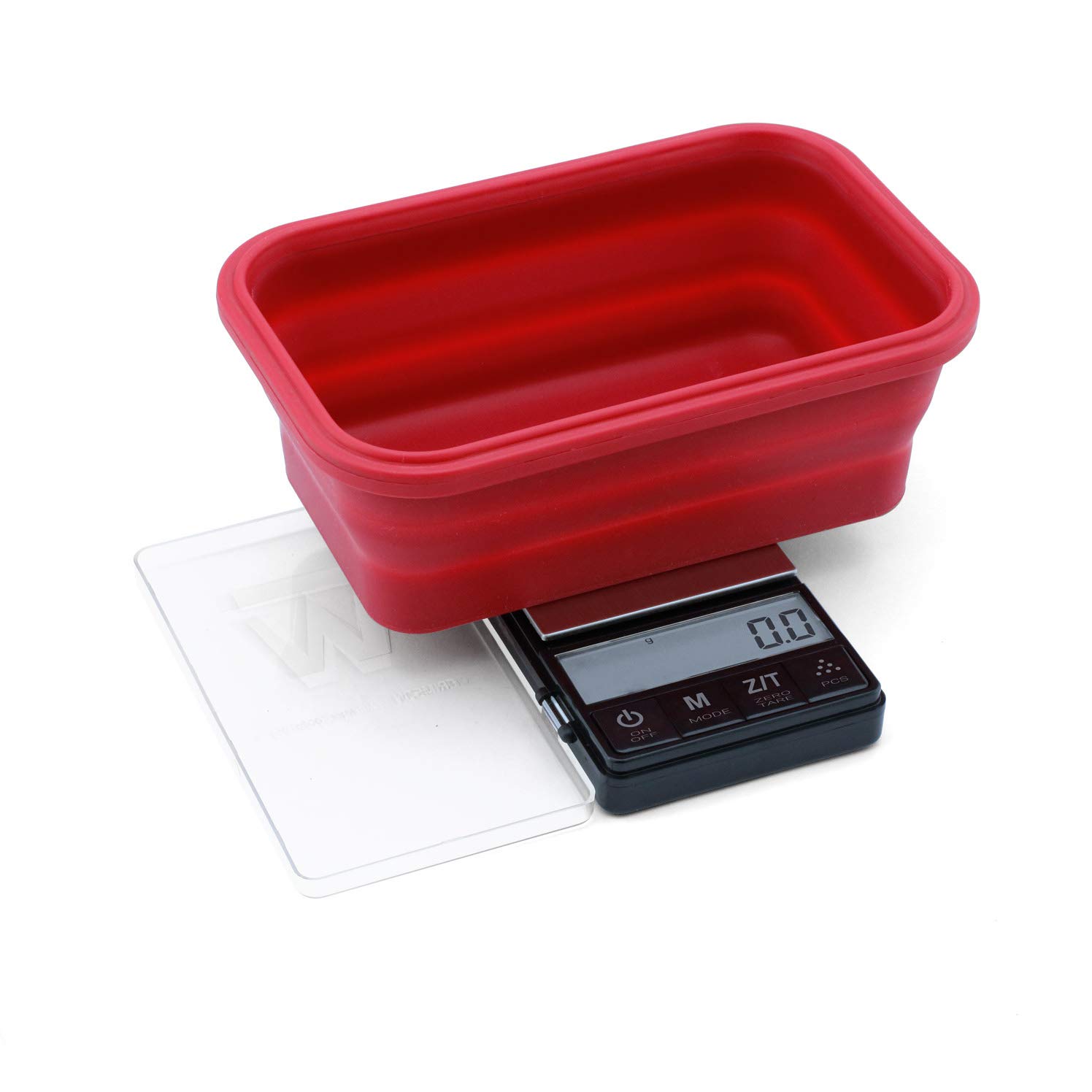 **Crimson Digital Mini Scale 1000g x 0.1g (Red/Black) - Precision Kitchen & Travel Scale with Bowl - Portable Food Scale for Meal Prep, Baking, Coffee, Jewelry & Postal Weighing**
