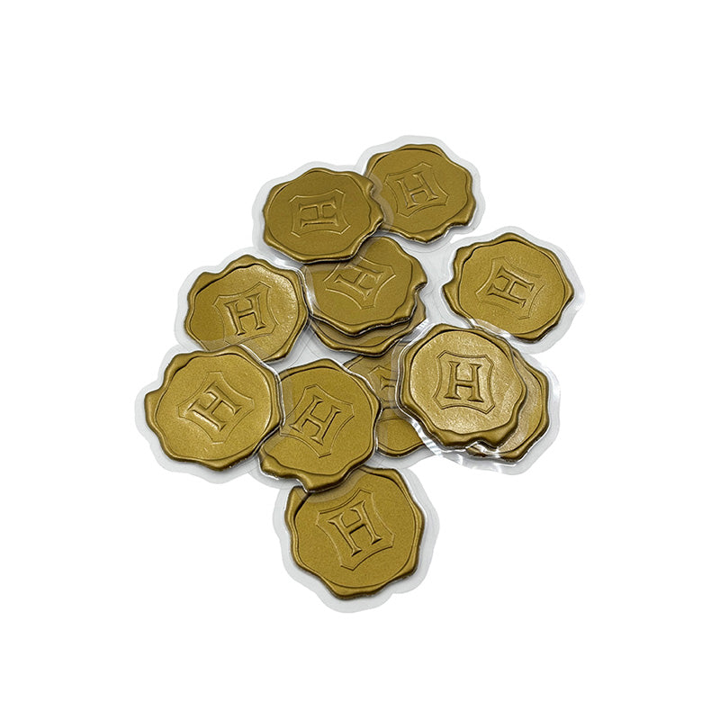 Harry Potter Hogwarts Gold Wax Seal Stamps Set of 50 - Premium Wax Sealing Kit for Invitations, Letters, Wedding Stationery & DIY Crafts