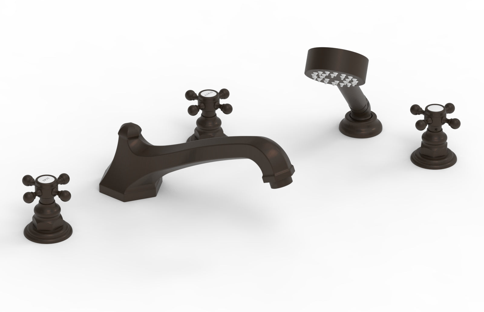 HEX TRADITIONAL Deck Mounted Bathtub Set with Hand Shower - 500 48 - Perfect for Bathroom Renovation & Spa-Like Relaxation at Home
