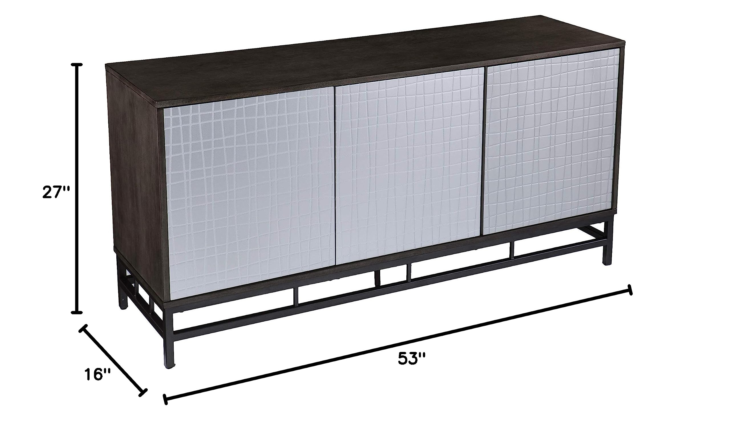 SEI Furniture Virton Contemporary Storage Cabinet - Weathered Gray & Gunmetal Gray | Modern Sideboard for Living Room, Bedroom & Office Organization