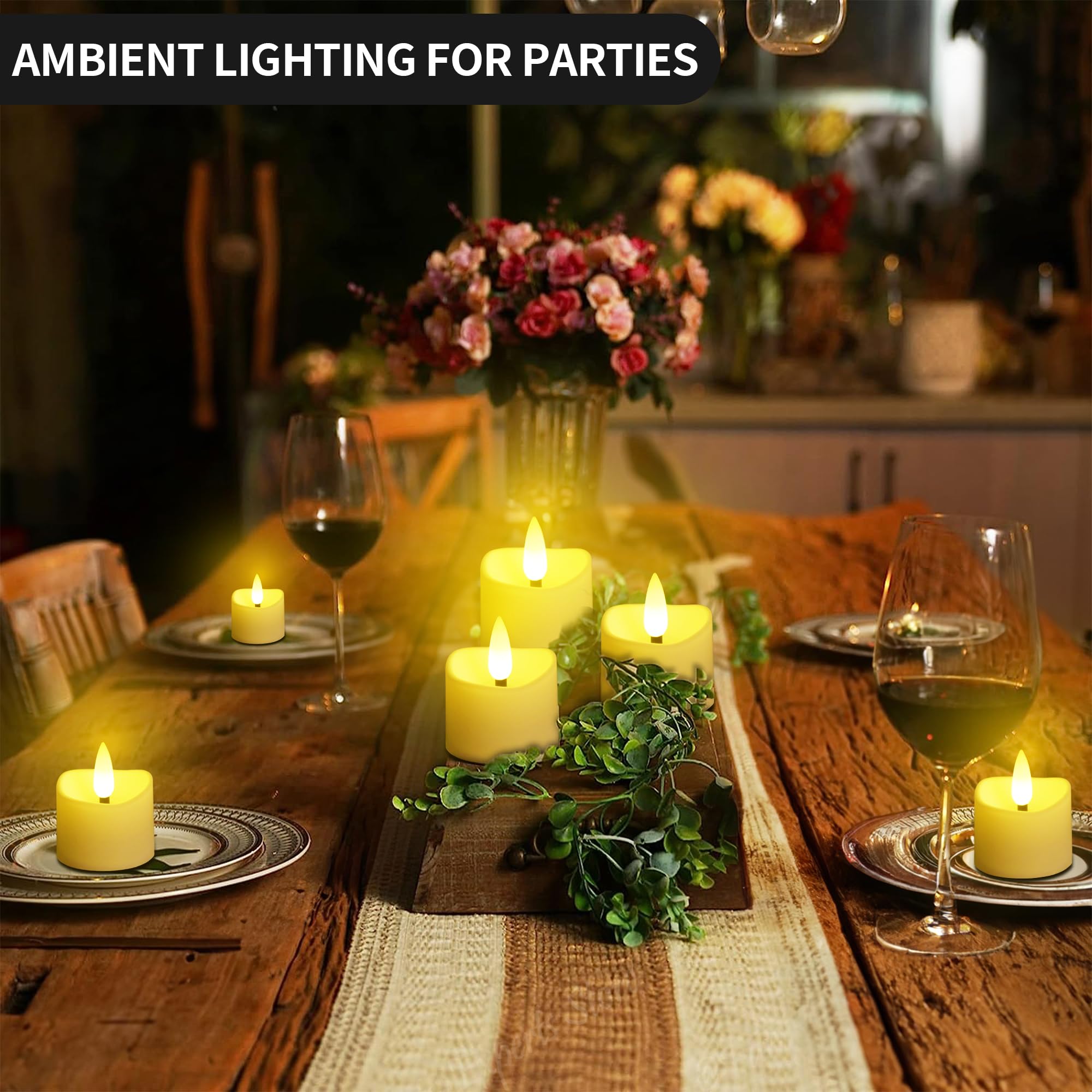 Daphomeu 12-Pack Flameless LED Candles with Remote & Timer, Flickering Electric Candles for Weddings, Parties, Halloween, Christmas - Perfect for Home Decor, Romantic Dinners & Holiday Centerpieces