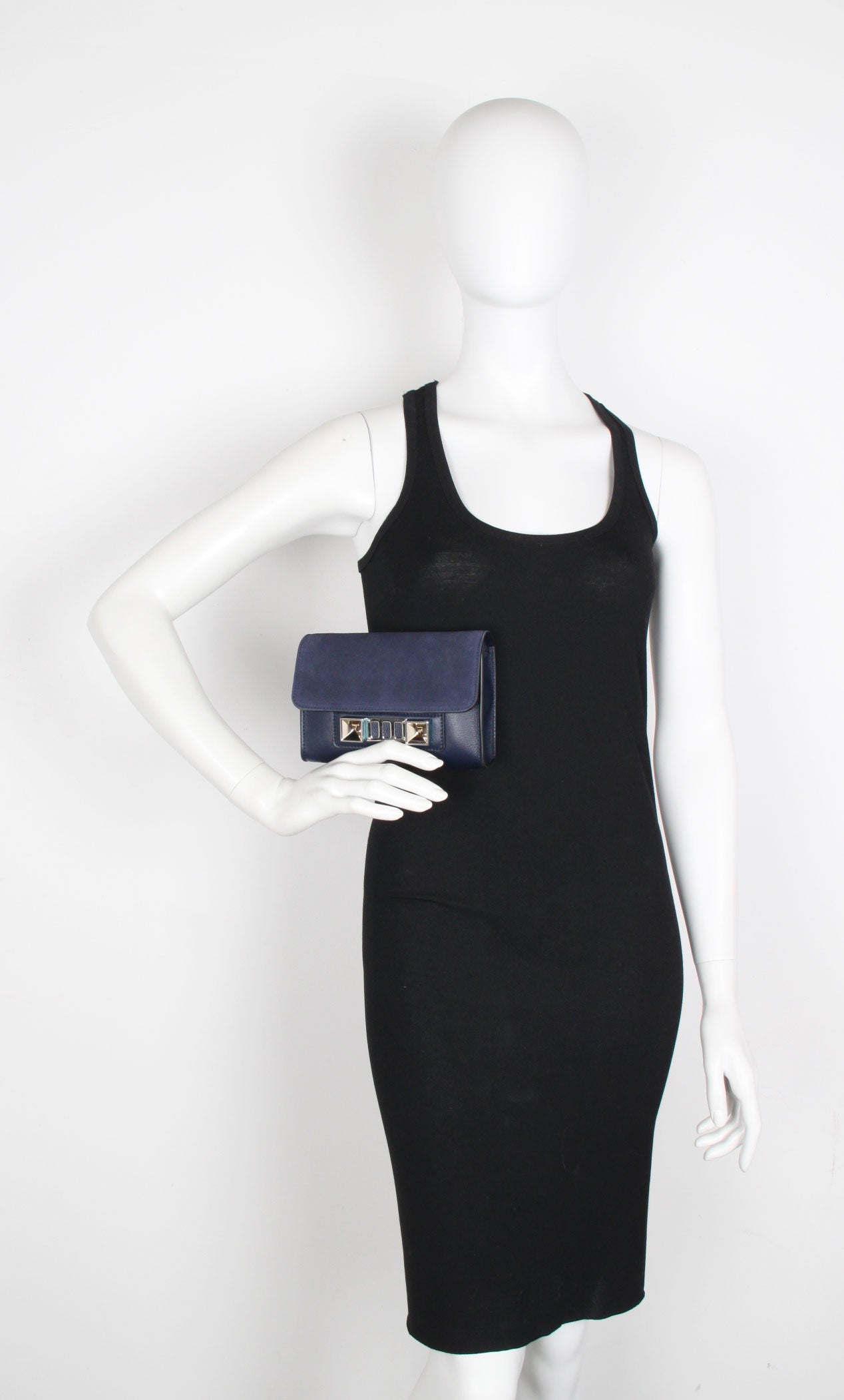 PS11 WOS Suede & Grain Leather Handbag in Indigo Blue - Stylish Crossbody Bag for Women, Perfect for Work, Travel & Evening Out