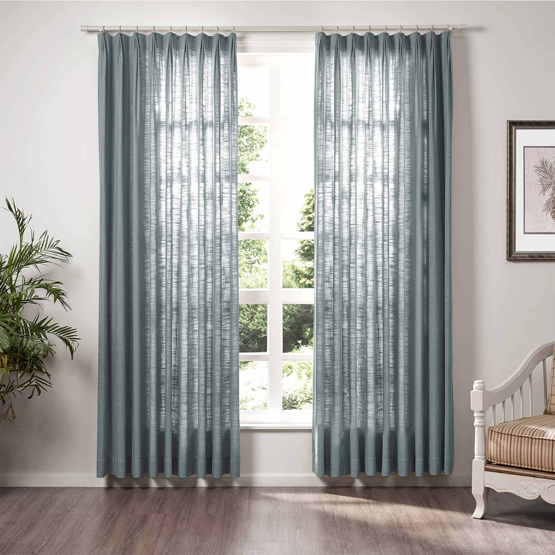 Liz Linen Extra Wide Pleated Curtains for Living Room & Bedroom - Blackout Thermal Insulated Drapes for Home Decor
