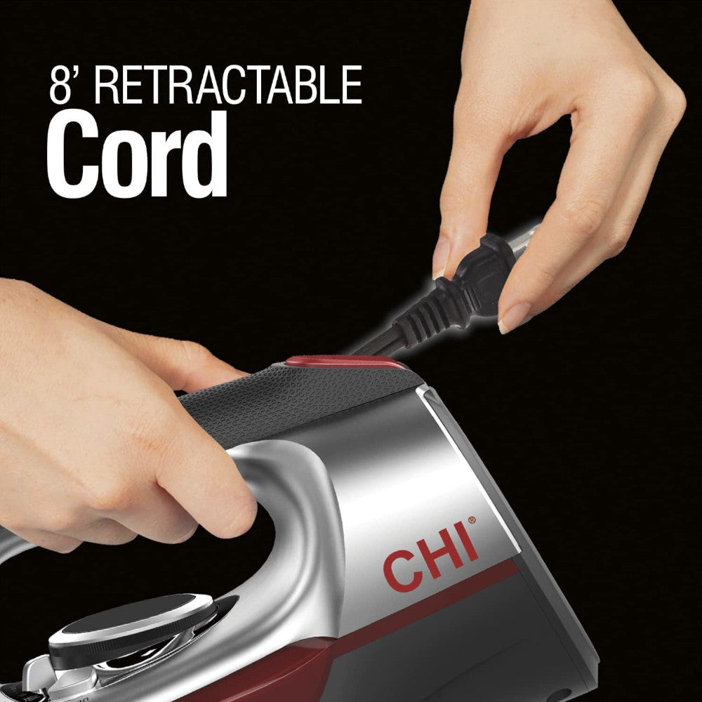 CHI 13102C Electronic Clothing Iron with Retractable Cord - Blemished Package with Full Warranty | Perfect for Home, Travel & Professional Garment Care