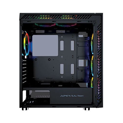 Apevia Aura P BK Mid Tower Gaming PC Case - RGB Tempered Glass, High Airflow Design for Gaming & Streaming Setup