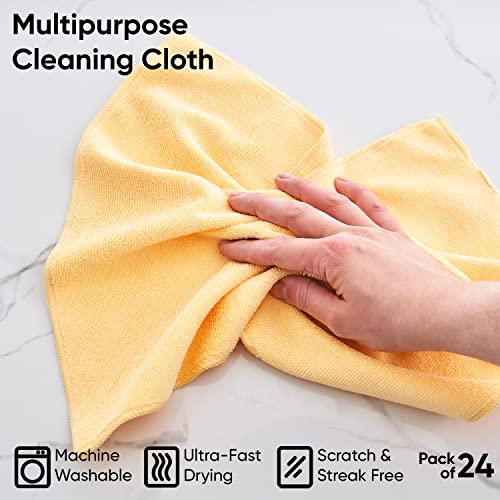 Premium Yellow Microfiber Cleaning Cloths - 16x16 Inch Super Absorbent, Lint-Free & Reusable - Perfect for Cars, Kitchen, Bathroom & Household Cleaning (12-Pack) - Streak-Free Shine Without Detergents - Ideal for Car Detailing, Glass Cleaning & Dusting Surfaces