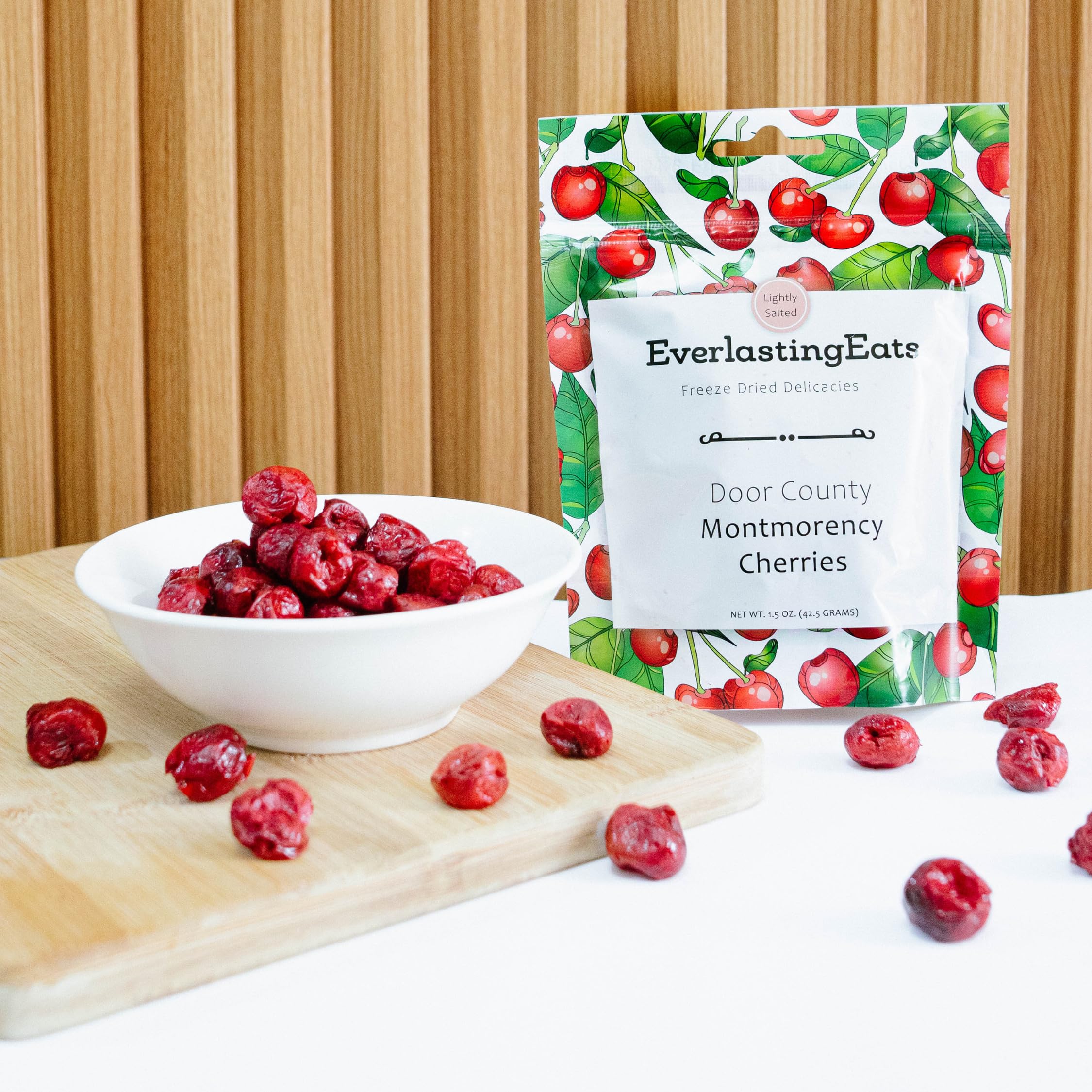 EverlastingEats Freeze-Dried Montmorency Tart Cherries - Lightly Salted, Gluten-Free, No Added Sugar, Non-GMO, Vegan Snack - 1.5oz (42g) Resealable Bag | Perfect for Smoothie Bowls, Yogurt Toppings & Healthy On-the-Go Snacking