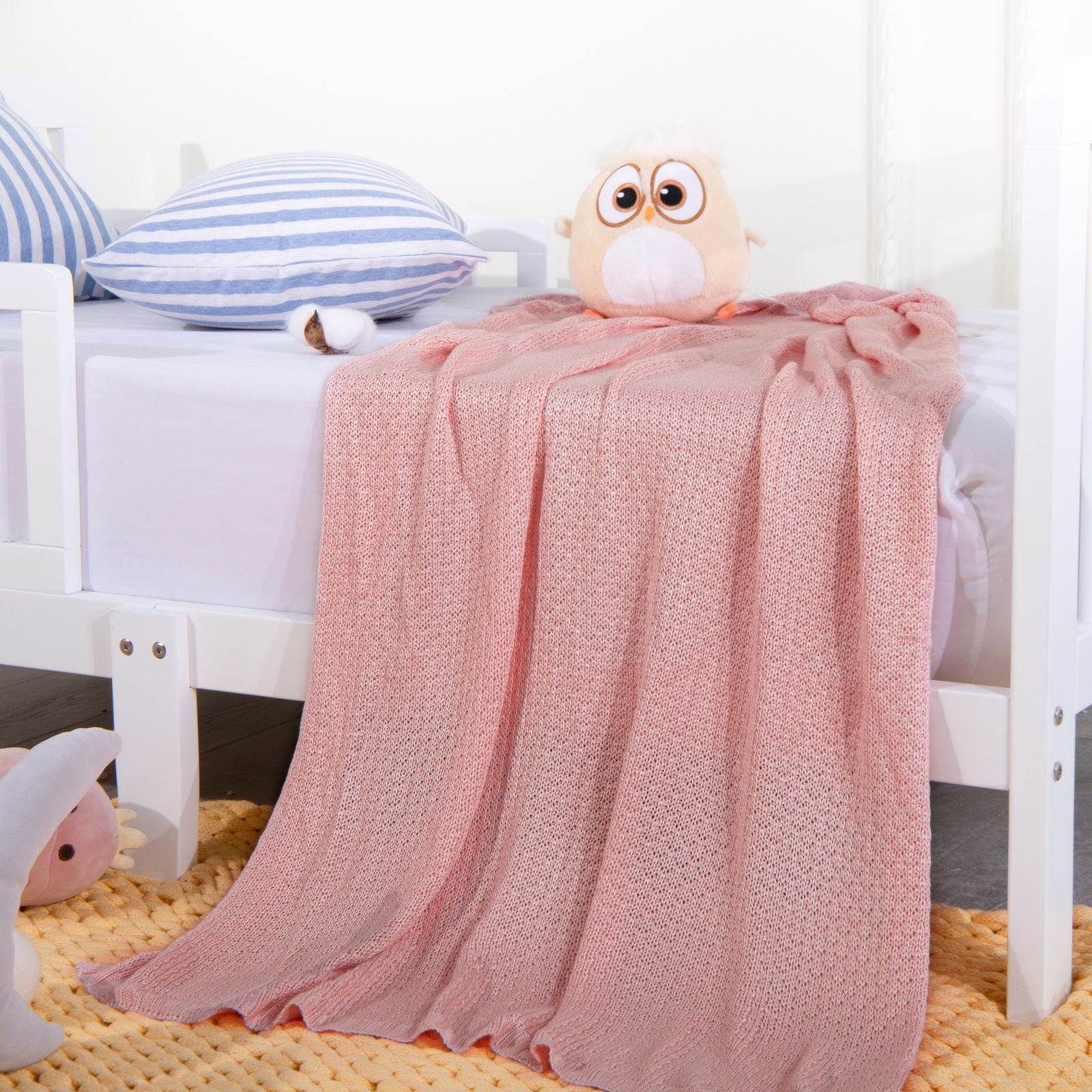 NTBAY Soft Bamboo Cable Knit Baby Blanket for Toddlers - Cozy & Breathable Nursery Blanket for Boys & Girls - Perfect for Crib, Stroller, and Snuggling