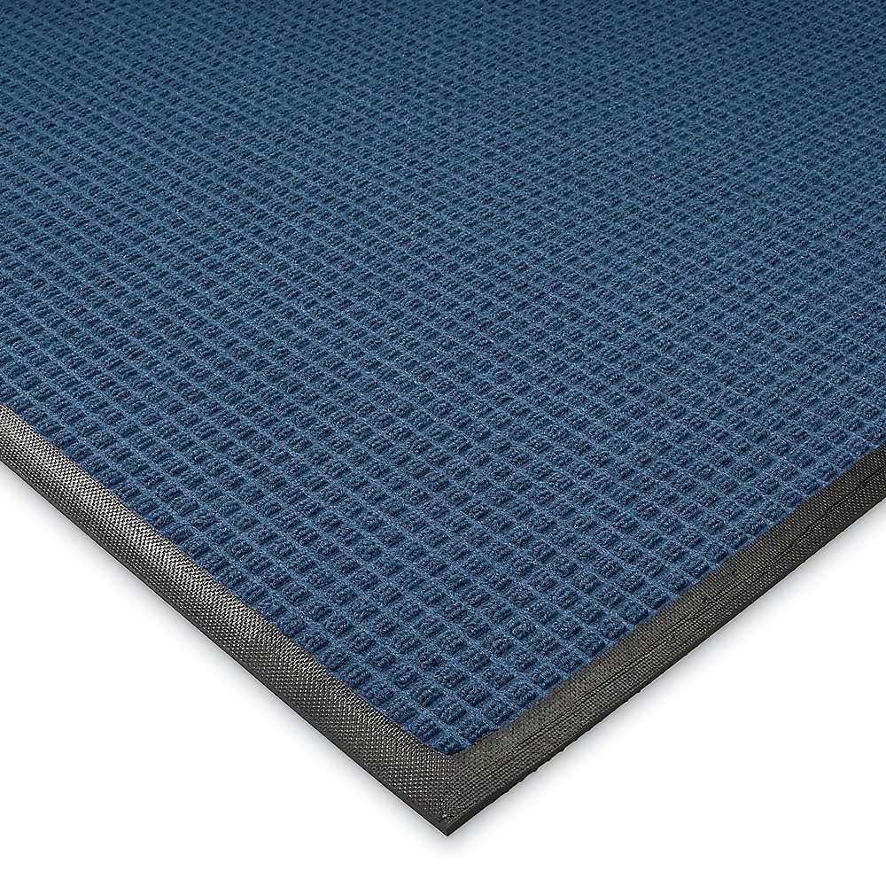 Andersen Waffle Design Rubber Mat 4x10 Feet with Blue Border - Non-Slip Floor Mat for Gym, Garage, Workshop & Home Use