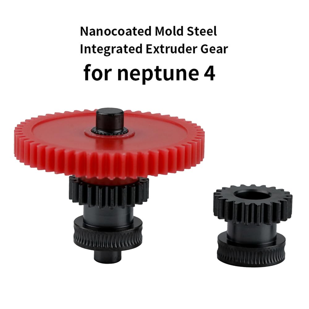 Hardened Steel Dual Gear Extruder Kit for Elegoo Neptune 4/Pro/Plus/Max 3D Printers - Precision Bearings & One Shaft Design - Upgrade Replacement Part for Smooth Filament Feeding & Consistent Printing