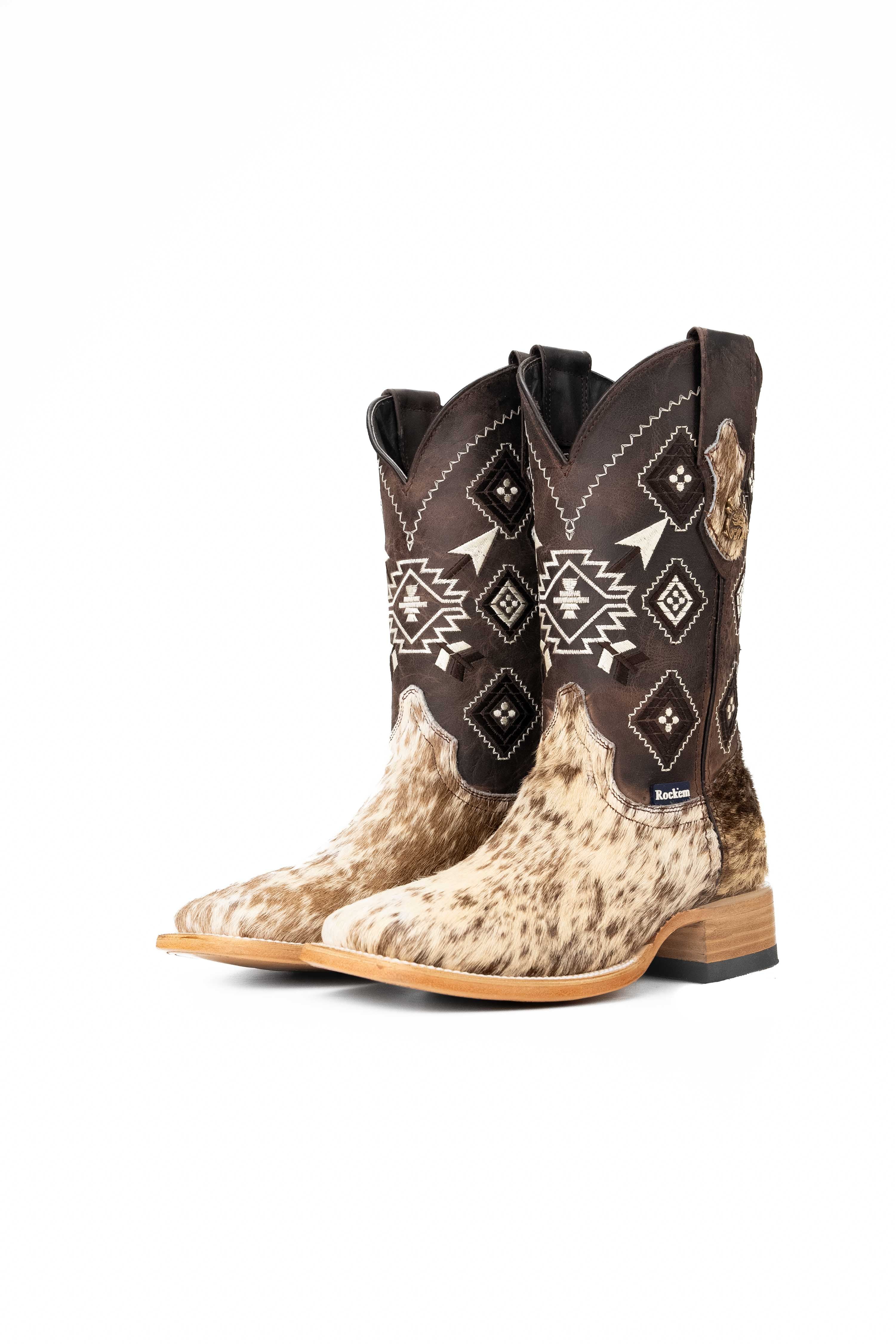 Authentic Men's Cowhide Square Toe Cowboy Boots - Size 6 - Western Style Rodeo Boots for Country Dancing & Outdoor Riding - Perfect for Ranch Work, Line Dancing & Country Fashion