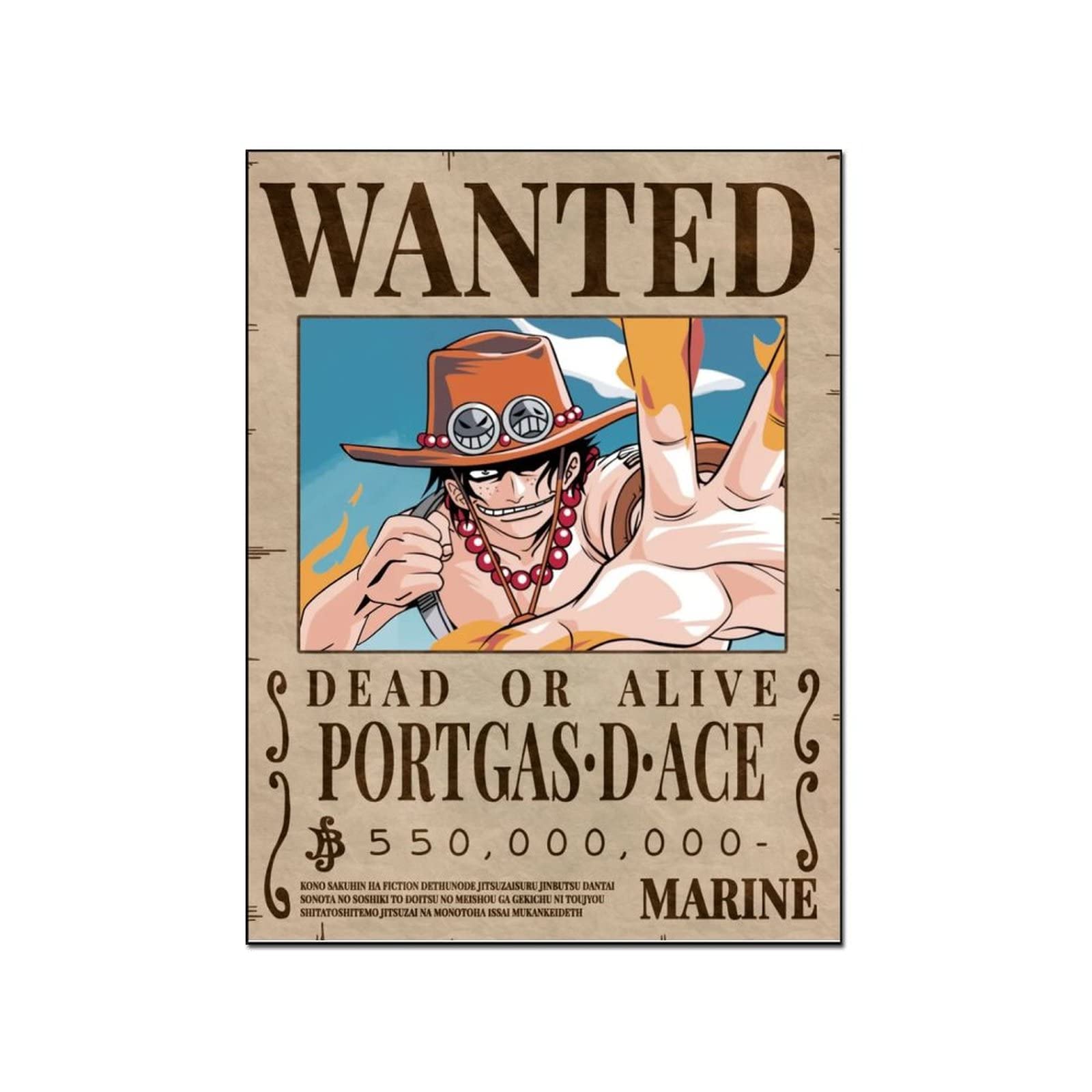 One Piece Portgas D Ace Wanted Anime Poster - Premium Canvas Wall Art Print (20x26 inches/51x66cm) for Living Room & Bedroom Decor - Perfect for Anime Fans, Gamers & Home Office Decoration
