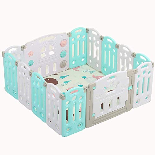 UNICOO Foldable Baby Playpen with Locking Door & Activity Center - Safe Playard for Toddlers & Kids, Mint Green - Perfect for Playtime, Nursery, and Indoor/Outdoor Use
