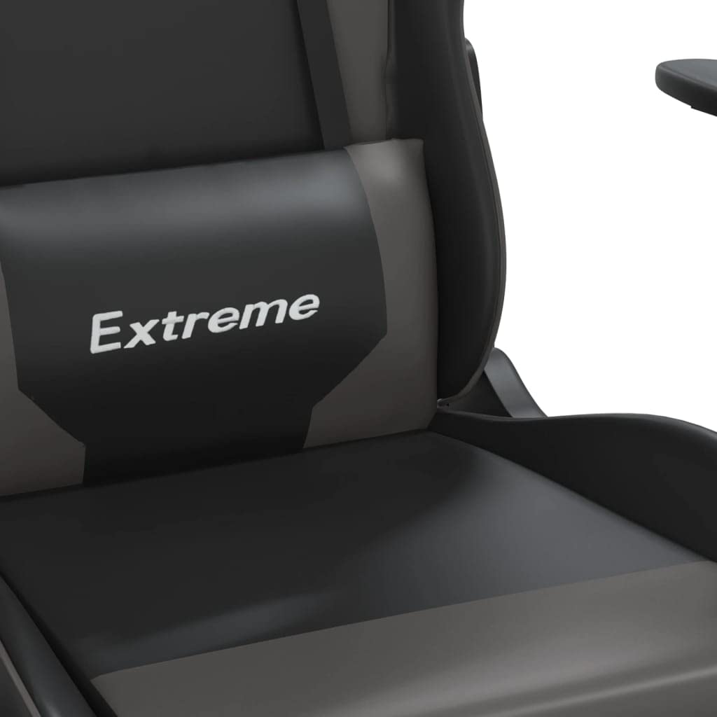 Premium Gaming Chair with Adjustable Footrest - Ergonomic Computer & Office Racing Chair - Modern Black & Gray Faux Leather for Home, Lab & Internet Cafe - Perfect for Esports, Work & Relaxation