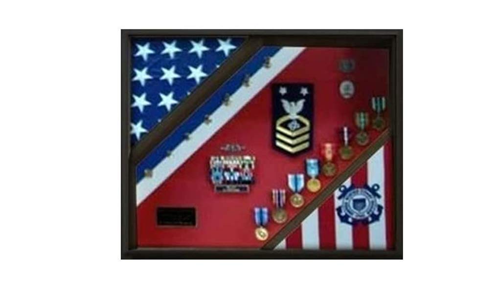 2 USCG Flag Display Case - Premium Coast Guard Shadow Box for Military Gifts & Memorabilia | Perfect for Veterans Day, Retirement Ceremonies & Home Decor