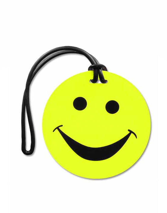 Tosca TCA008 D Smiley Luggage Tag - Yellow Travel ID Tag for Suitcases, Bags & Backpacks - Perfect for Airports, Vacations & Business Trips