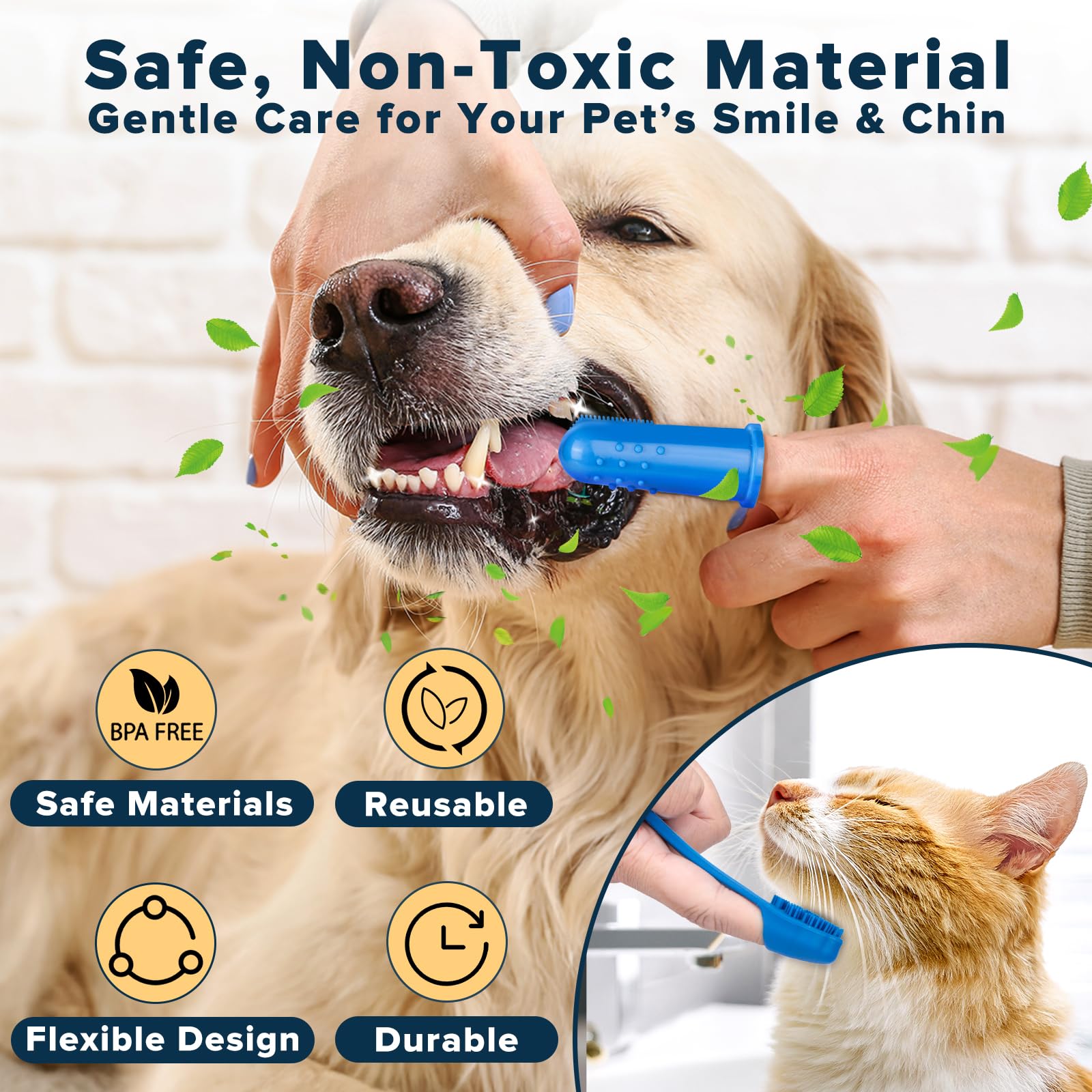 6PCS Pet Grooming Kit - Dog Washing Gloves, Bath Brush & Toothbrush Finger for Dogs & Cats | Pet Bathing Supplies for Home Grooming & Cleaning | Dog Shampoo Brush & Grooming Gloves for Easy Bath Time