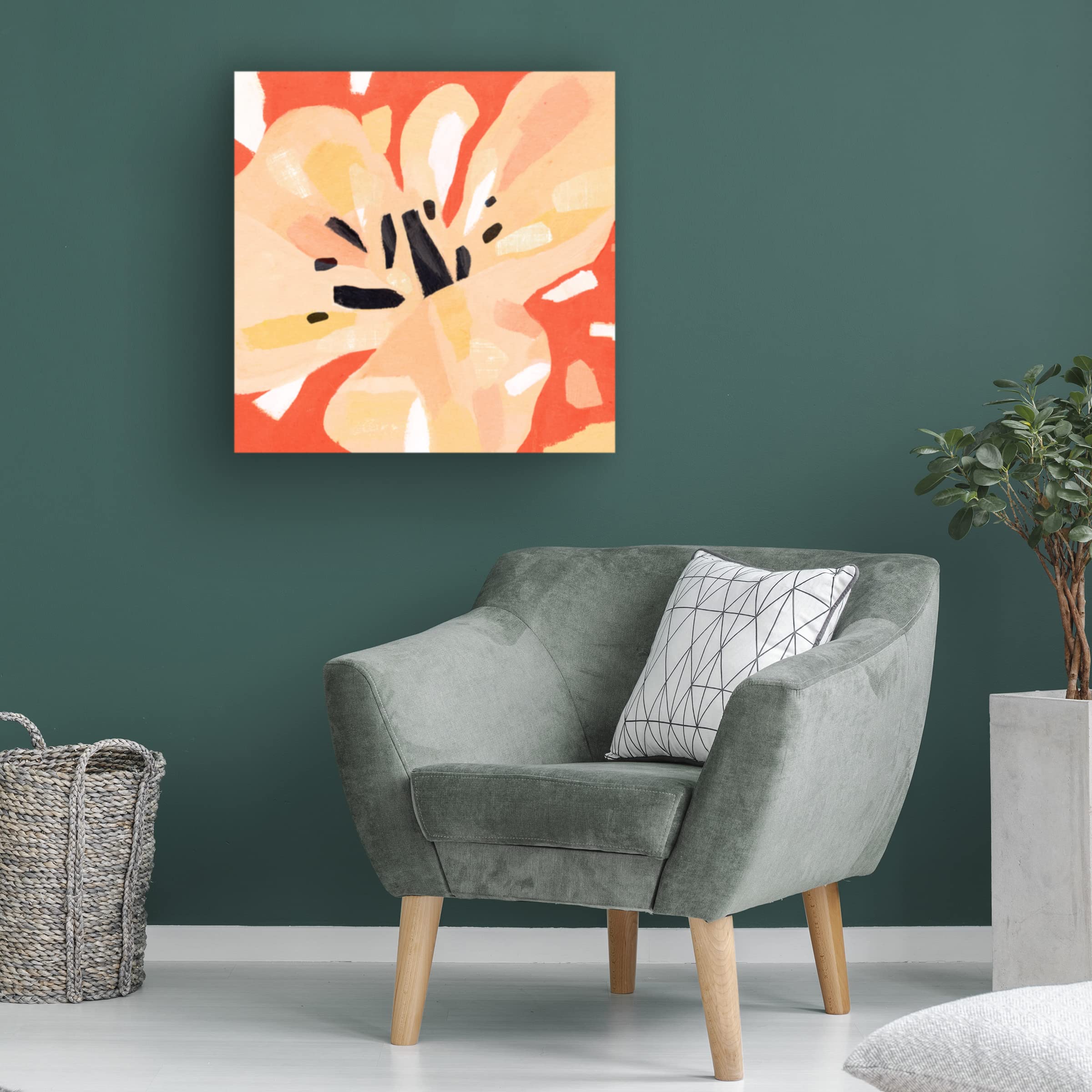 Annie Warren 'Boomin Bloom I' Canvas Wall Art - Modern Floral Painting for Living Room, Bedroom & Office Decor - Handmade Stretched Gallery Wrap Canvas Print