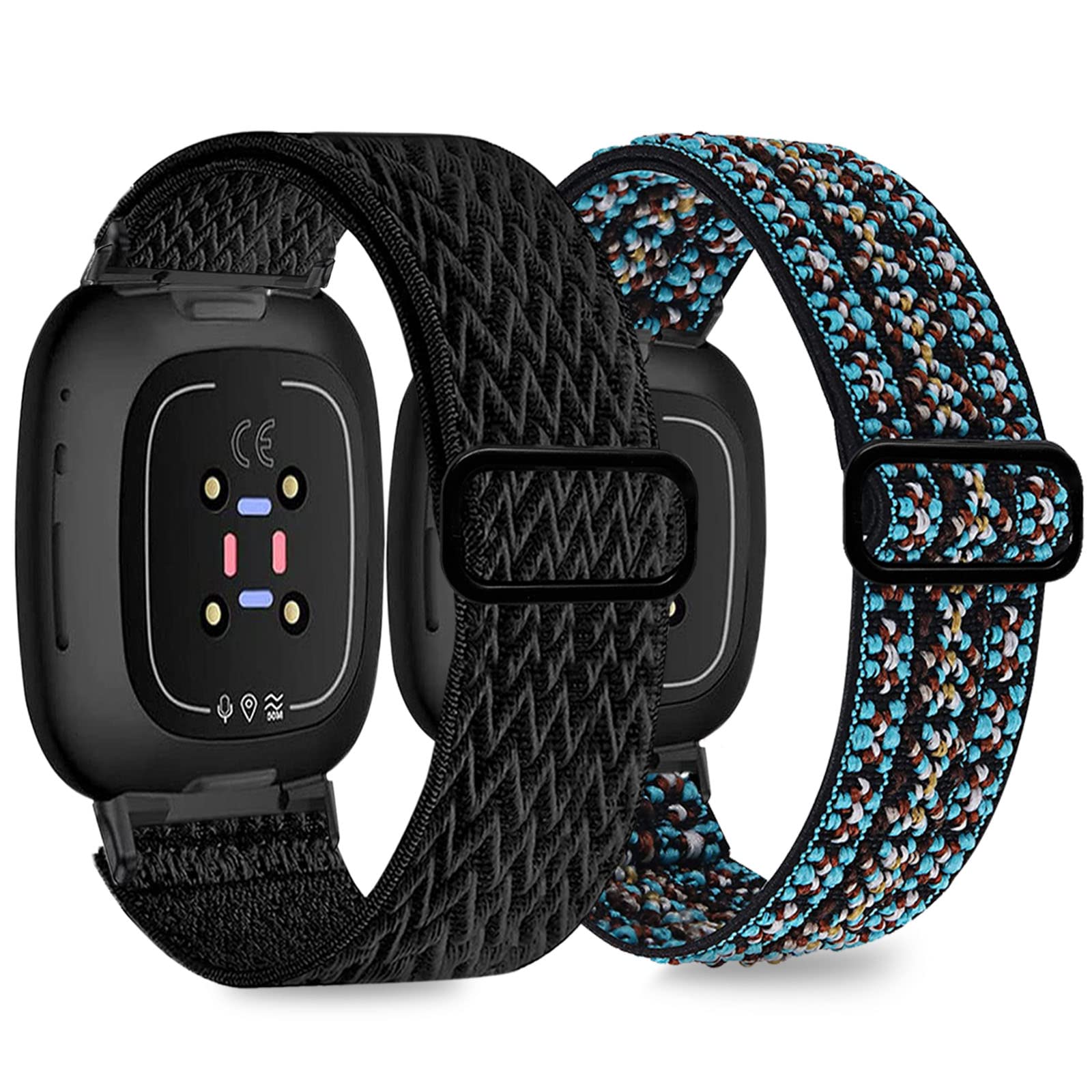Stretchy Nylon Replacement Bands for Fitbit Versa 3/4 & Sense/Sense 2 - Soft Adjustable Sport Strap for Men & Women - Perfect for Workouts, Running & Everyday Wear