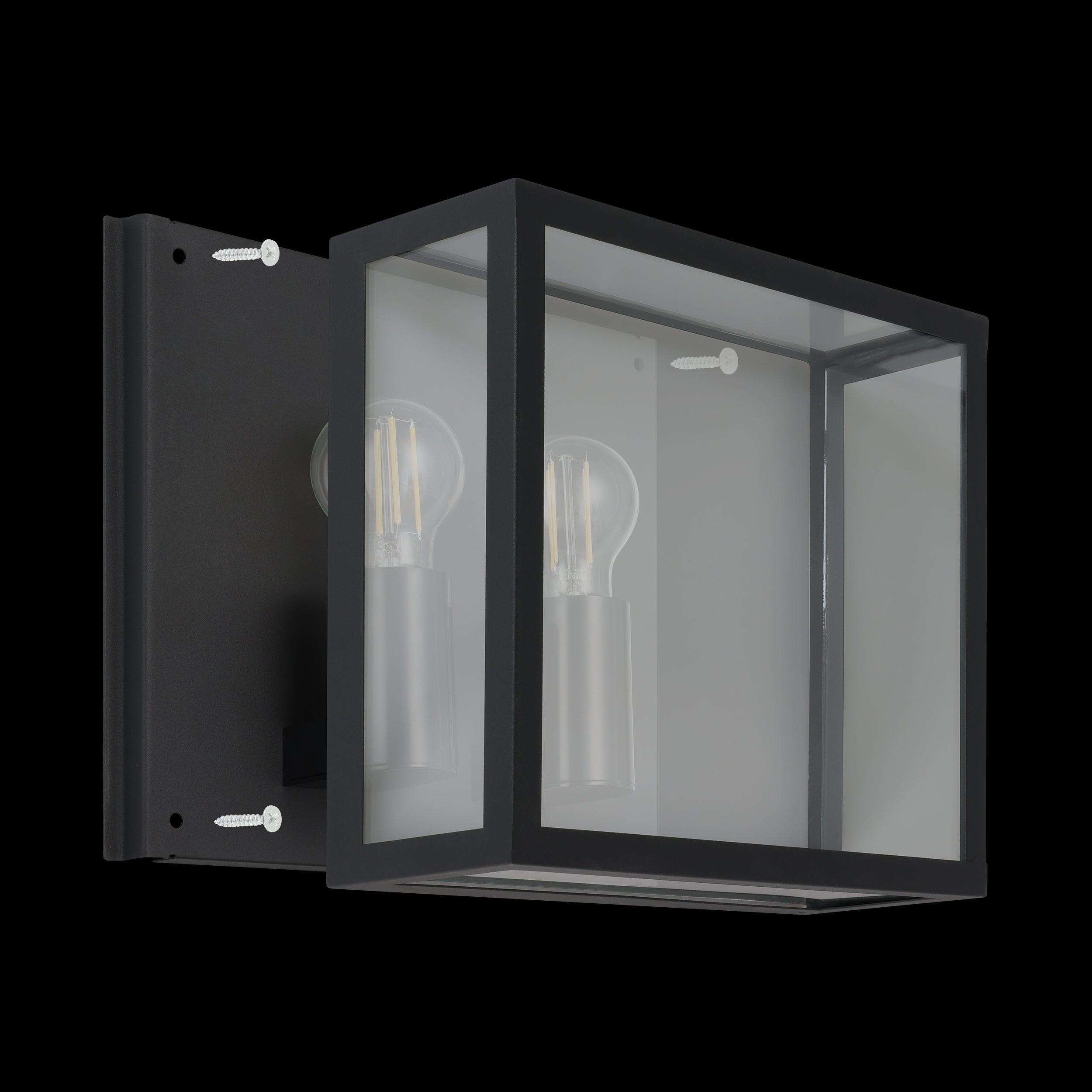 Eglo Alamonte 1 IP44 2-Light Black Outdoor Wall Light - Waterproof Exterior Sconce for Porch, Patio, and Garden Lighting