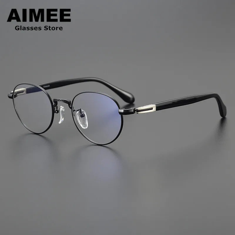 Stylish Aimee Unisex Full Rim Oval Round Titanium Acetate Eyeglasses Frame 11144 - Perfect for Reading, Work & Fashion Accessories