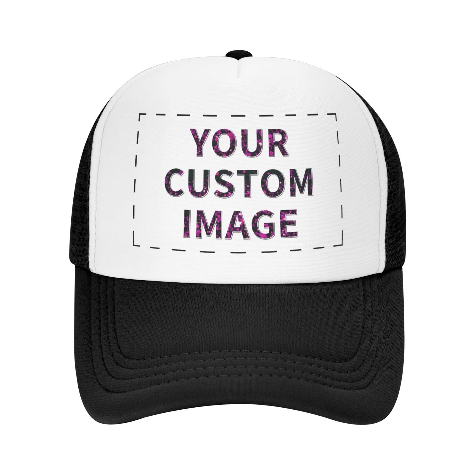 Custom Trucker Hats for Men & Women - Personalized Photo Baseball Caps - Design Your Own Hat - Black - Perfect for Sports, Outdoor Activities & Fashion Accessories