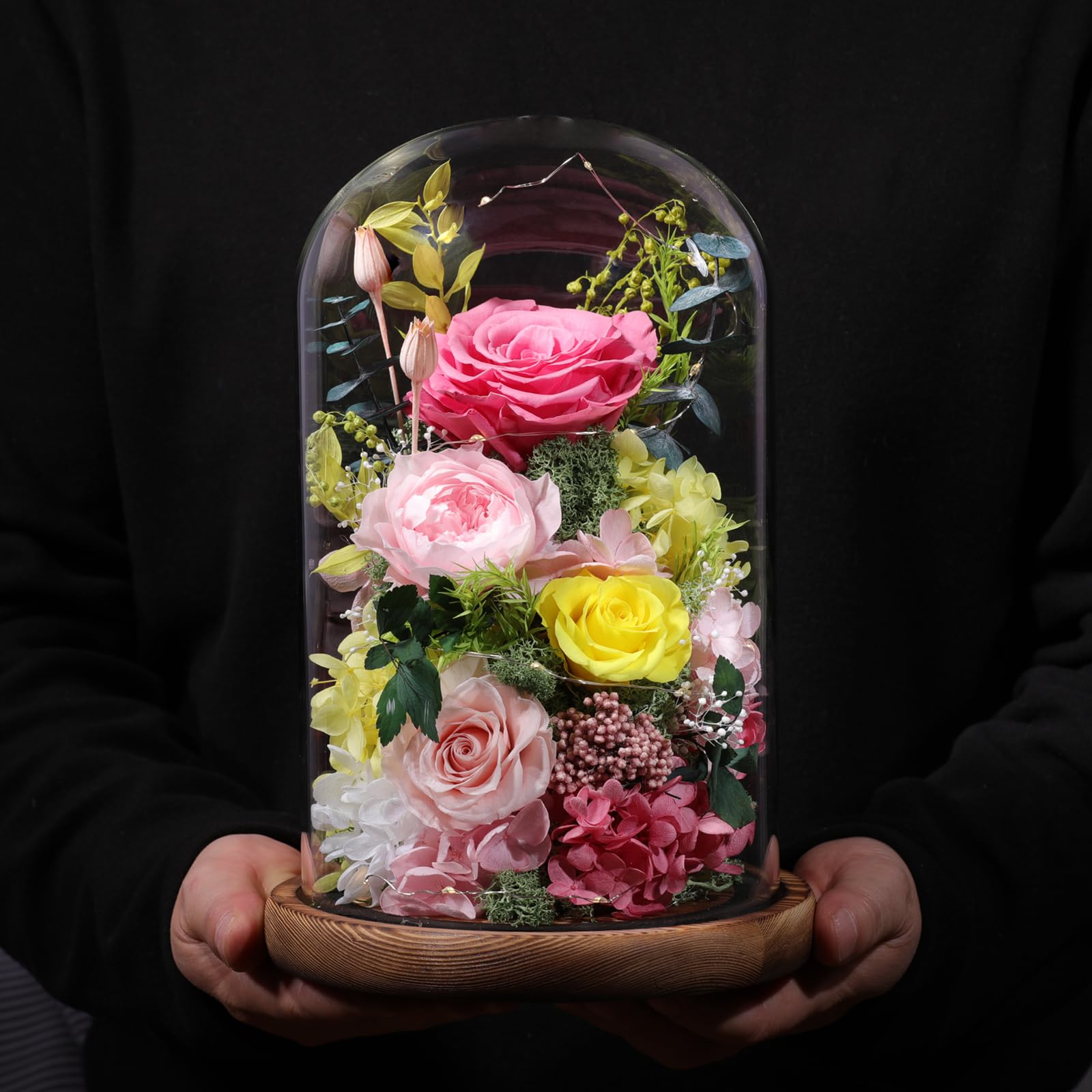 Preserved Pink Rose in Glass Dome - Forever Flowers for Birthday Gifts, Home Decor | Perfect for Women, Mom, Grandma & Friends | Ideal for Anniversaries, Valentine's Day & Home Decoration