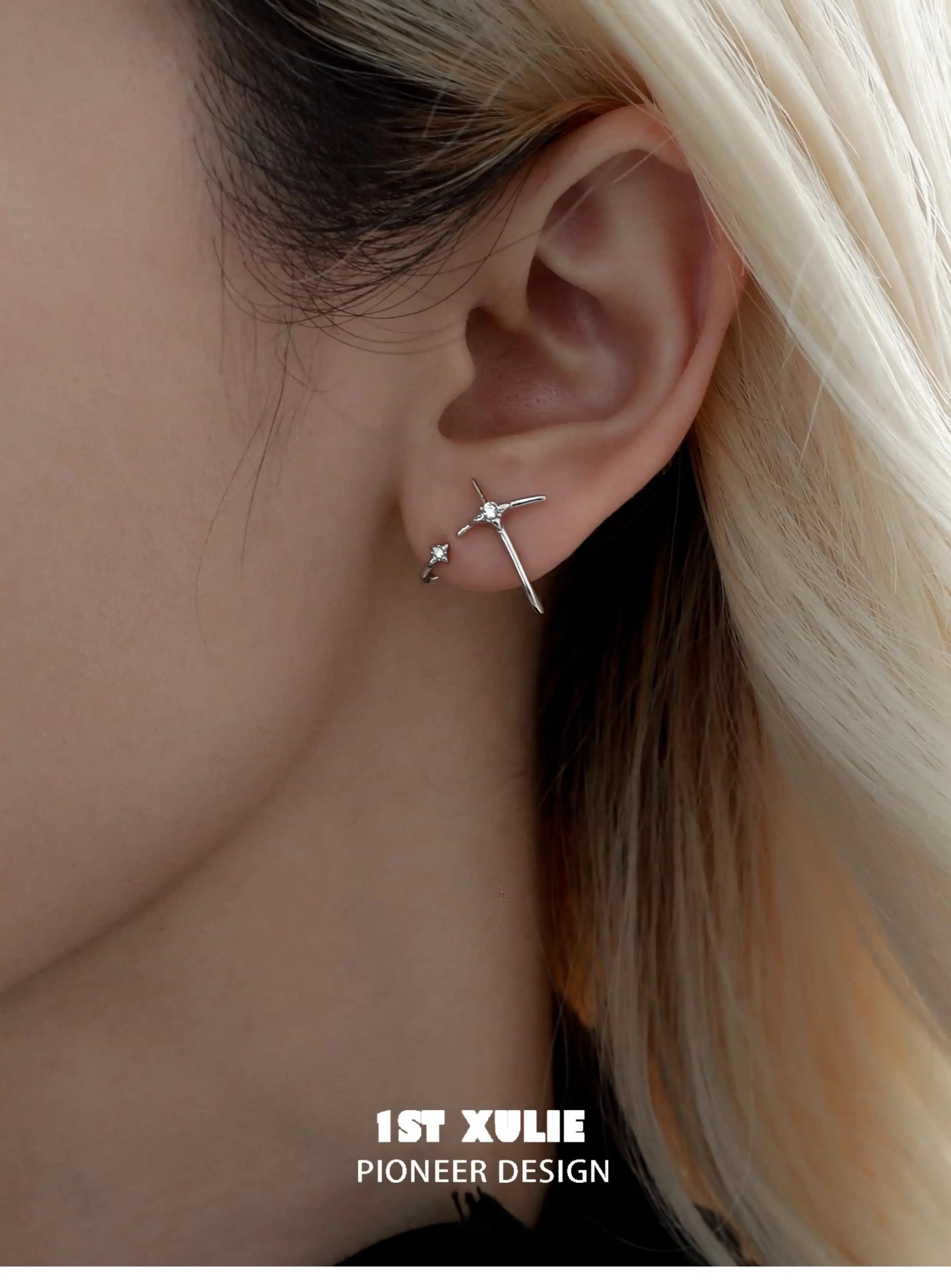 Silver Angel S925 Sterling Silver Hook Shaped Zircon Stud Earrings for Women - Hypoallergenic Fashion Jewelry Gift for Birthday, Anniversary & Valentine's Day - Perfect for Parties, Weddings & Everyday Wear