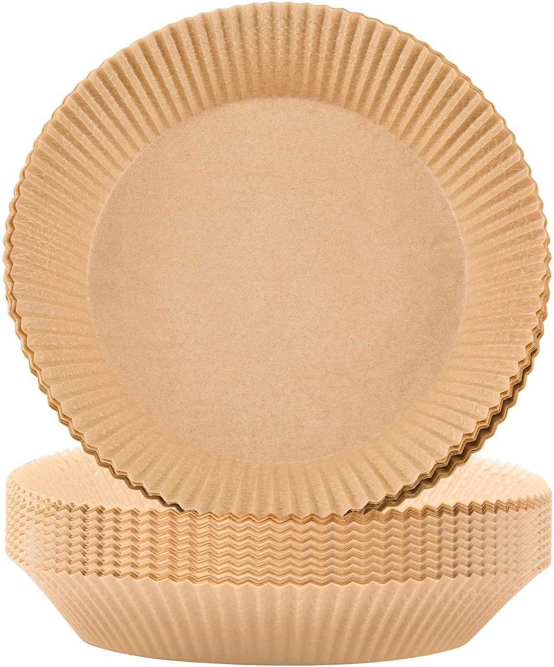 Non-Stick Air Fryer Parchment Paper Liners - 50PCS Unperforated Round Disposable Basket Liners for Baking, Roasting & Microwave (20cm) - Perfect for Air Fryers, Toaster Ovens & Meal Prep