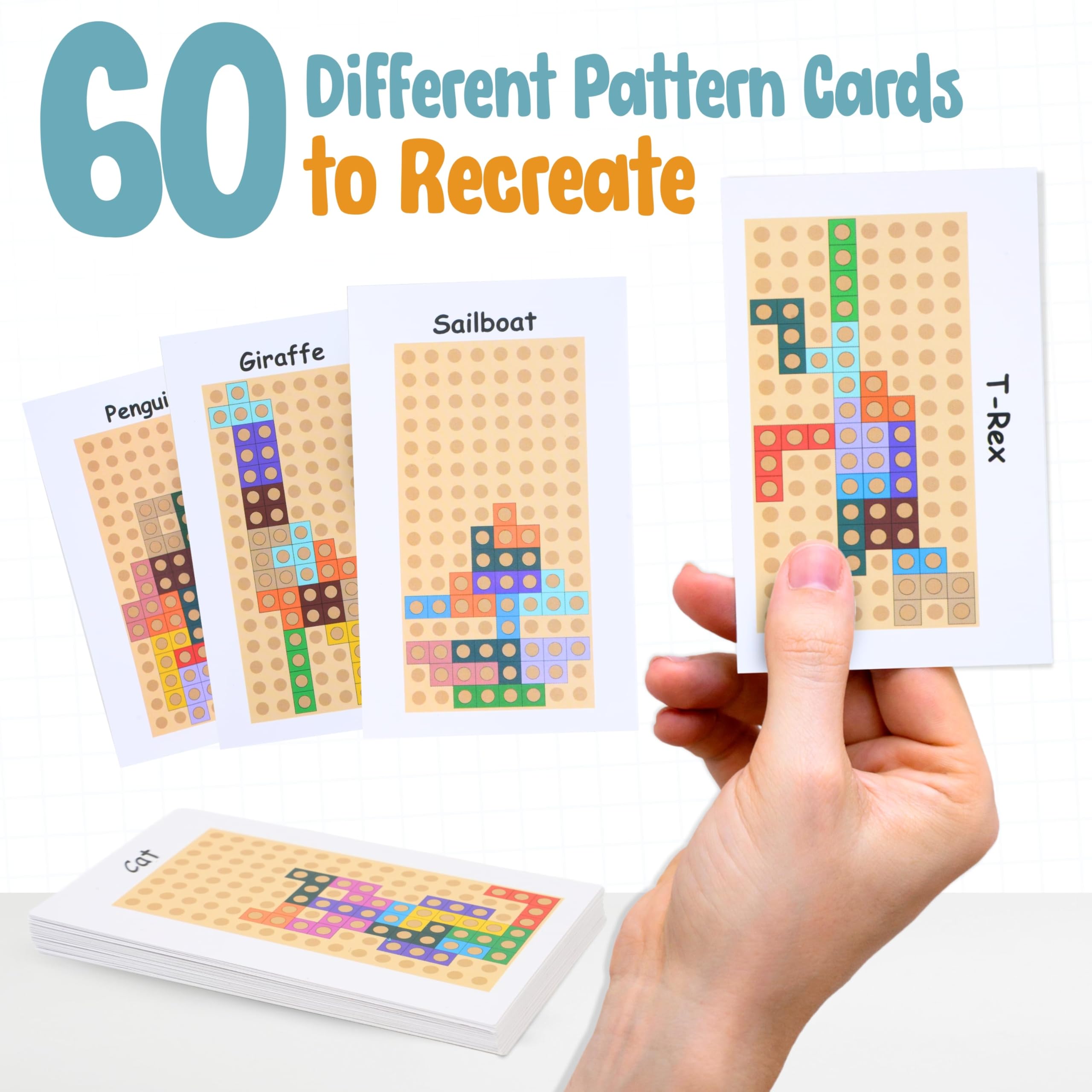 Montessori Wooden Animal Block Puzzle for Kids Ages 4+ | Spatial Intelligence Learning Toy | 60 Design Cards & Peg Puzzle for Creative Play | Perfect for Homeschooling, Classroom & Early Childhood Development