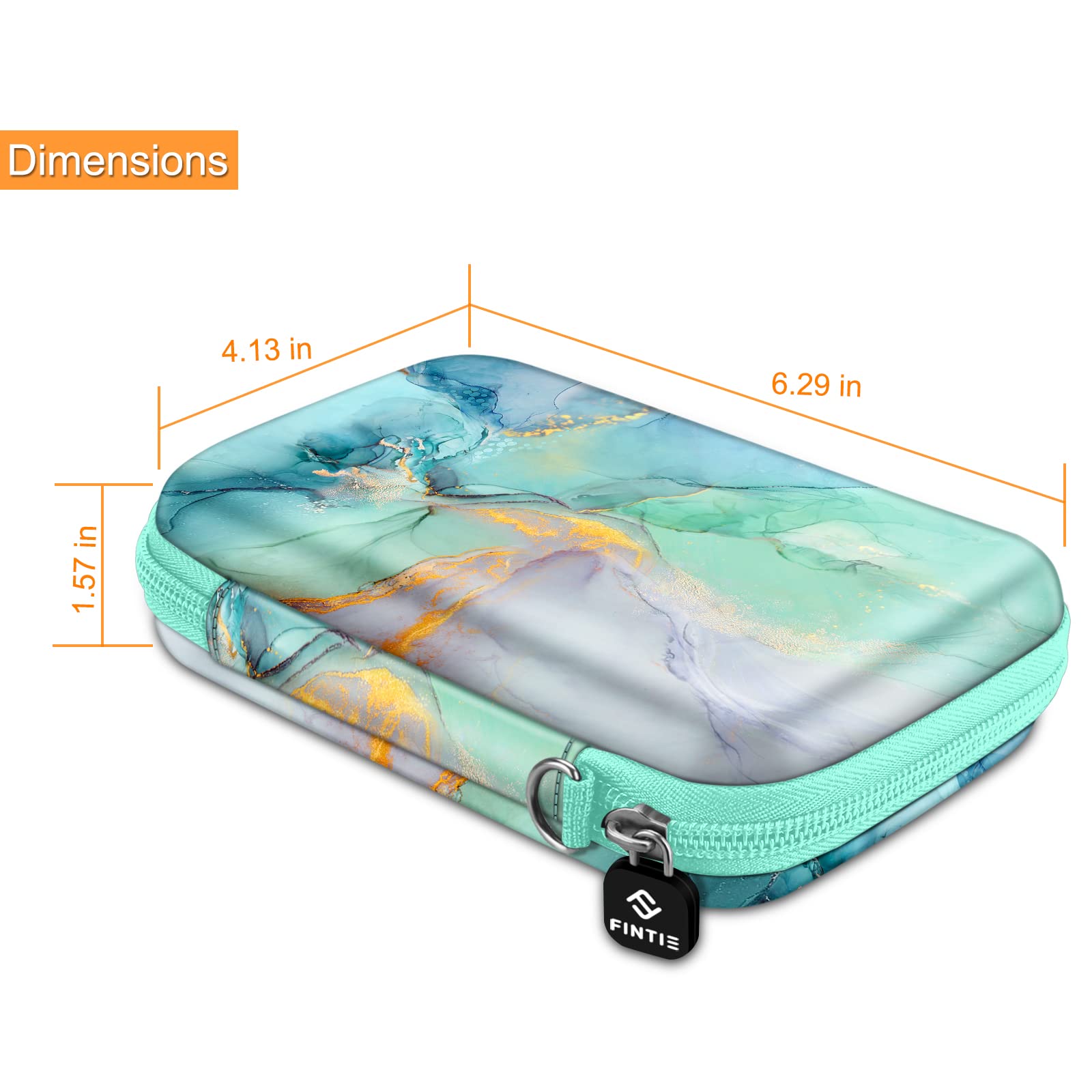Fintie Shockproof Hard Shell Carrying Case for Fujifilm Instax Mini Link 3/2, HP Sprocket Select/Plus, Canon Ivy CLIQ 2/CLIQ+2 Instant Photo Printers - Emerald Marble Design | Perfect for Travel, Parties & Photo Storage