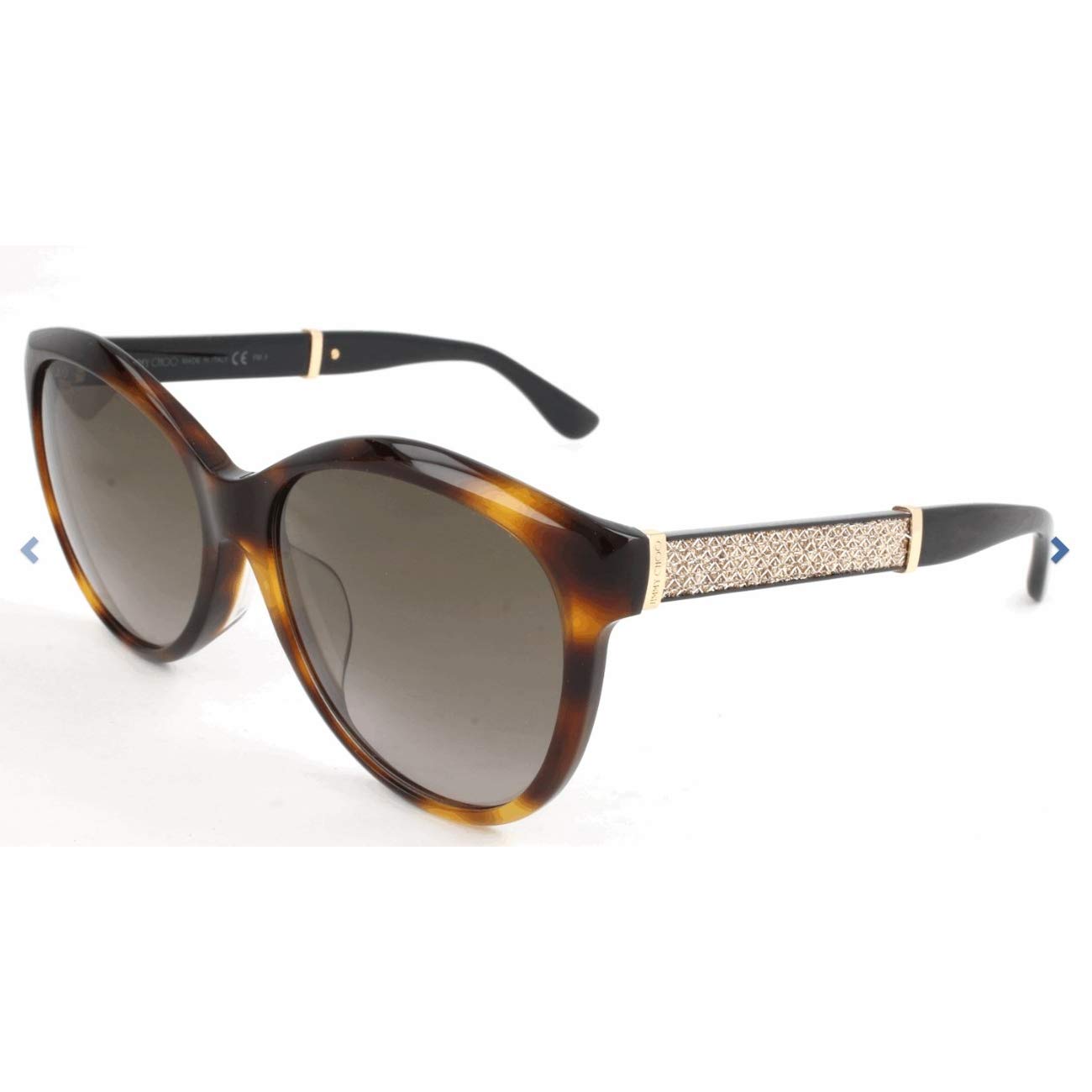 Jimmy Choo Women's Glee Havana Glitter Black Sunglasses 57mm - Fashion Designer Shades for Women, UV Protection, Size 57-140 B49 | Perfect for Beach, Vacation & Summer Outfits
