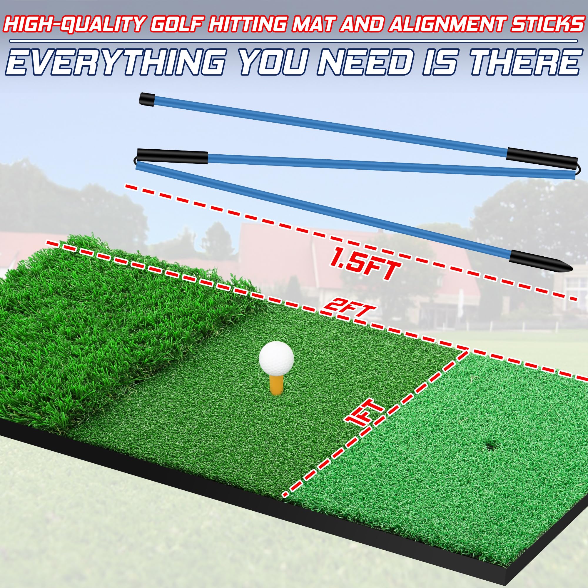 10x7ft Golf Practice Net with Mat & Alignment Sticks - Quick Setup Indoor/Outdoor Driving & Chipping Net - Perfect for Backyard, Garage & Golf Course Training - Durable Golf Accessories for Men & Women