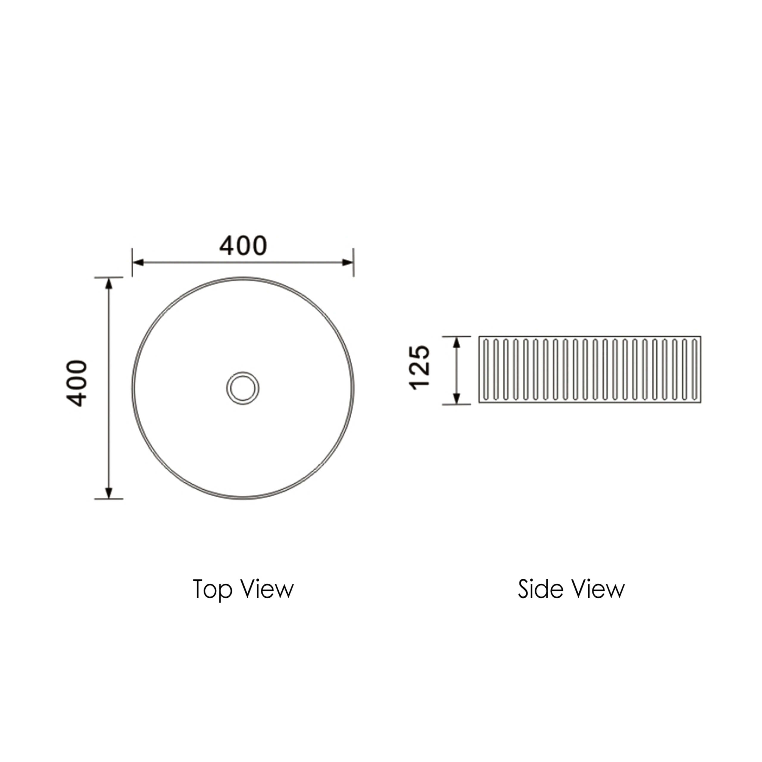 Marlo 400mm Round Above Counter Bathroom Sink - Matte Black Finish for Modern Vanity & Powder Room Decor