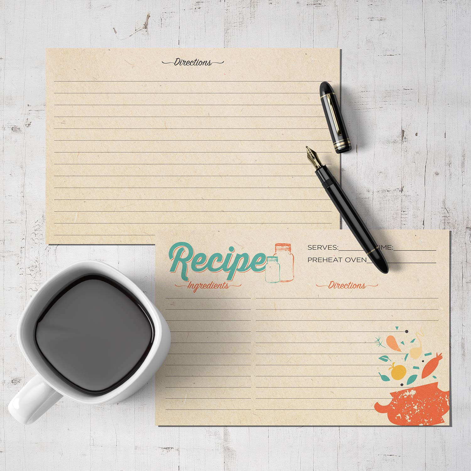50-Pack Double Sided 4x6 Inch Recipe Cards - Thick Kraft Cardstock with Printed Lines & Smooth Writing Surface - Perfect for Recipe Organization, Meal Planning & Handwritten Cooking Notes