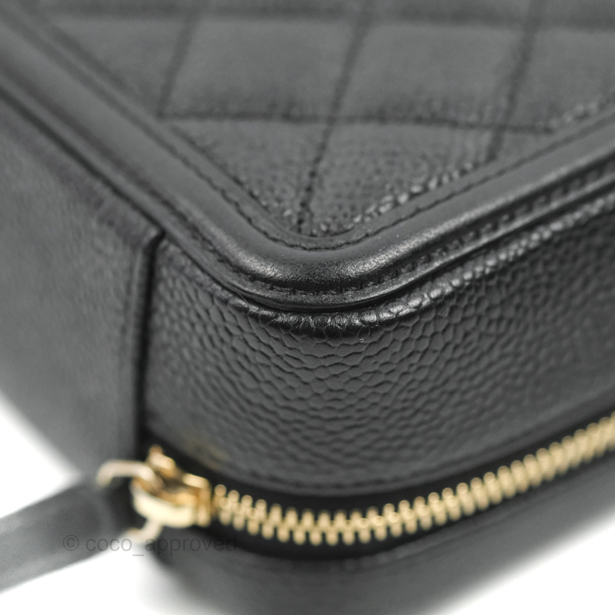 Chanel CC Filigree Vanity Clutch with Chain - Caviar Black Leather with Aged Gold Hardware - Perfect for Evening Events, Parties & Luxury Gift Giving