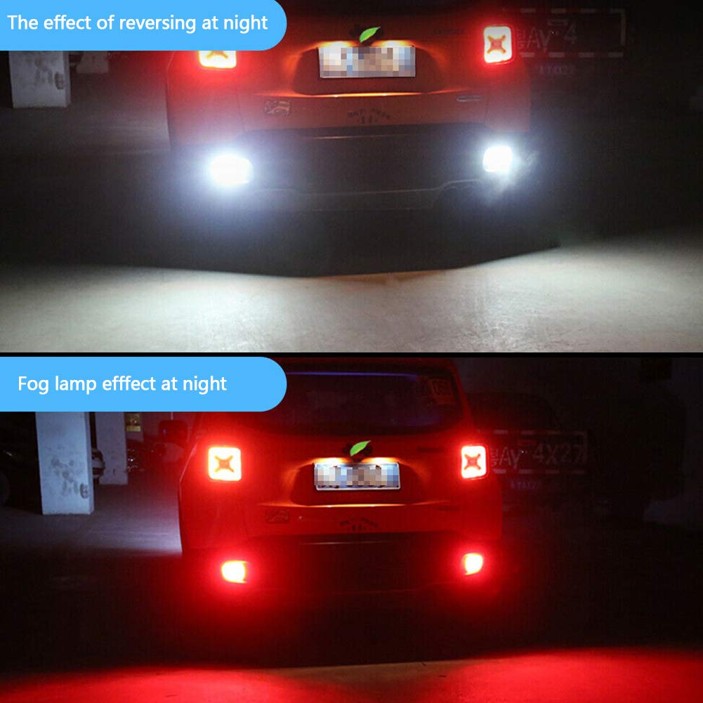 GTINTHEBOX Smoked Lens LED Rear Bumper Reflectors with White Backup Reverse Lights - Compatible with 2015-2022 Jeep Renegade | Fog Tail Lamps Upgrade Kit for Enhanced Night Visibility & Safety Driving