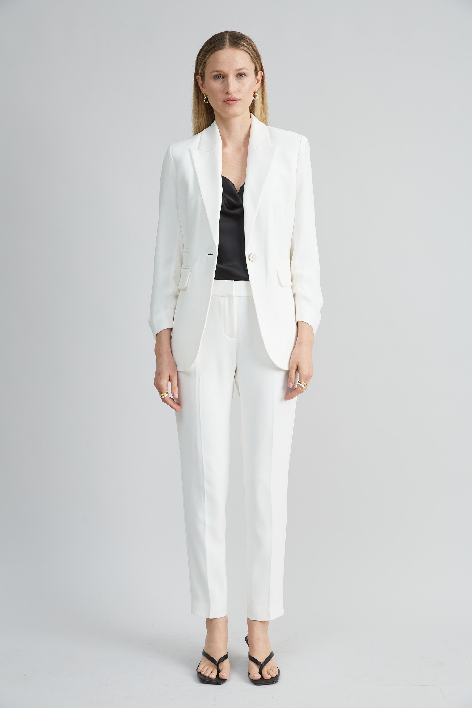 Slim Crepe Inseam Pants for Women - Comfortable Stretch Dress Pants for Work, Office & Business Casual Wear
